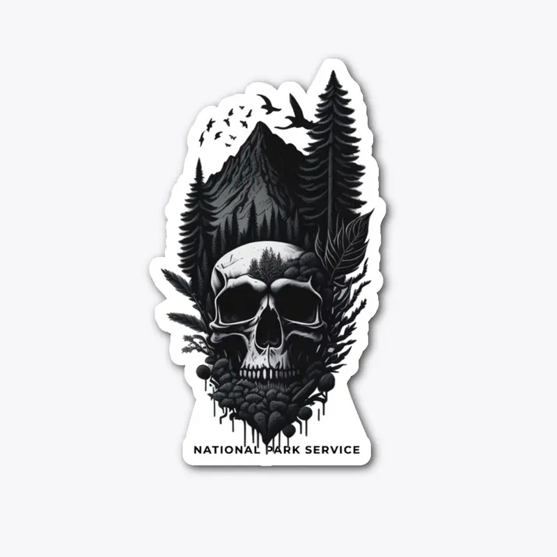 National Parks Black and White Skull tee