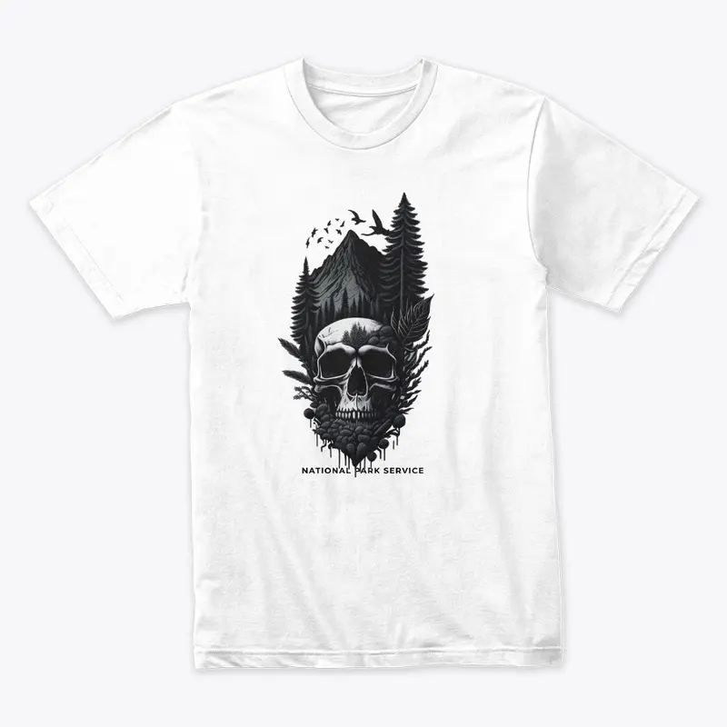 National Parks Black and White Skull tee